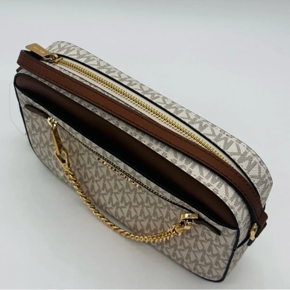 MICHAEL KORS LARGE EW ZIP CHAIN CROSSBODY BAG & JET SET TRAVEL MD ZA CARD CASE